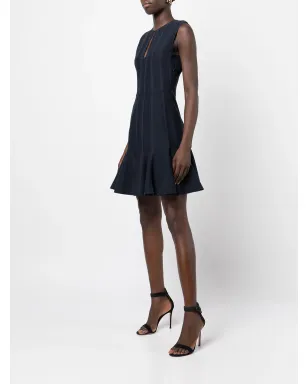 Giambattista Valli ネイビー縦ストライプのフレアドレス - サムネイル3