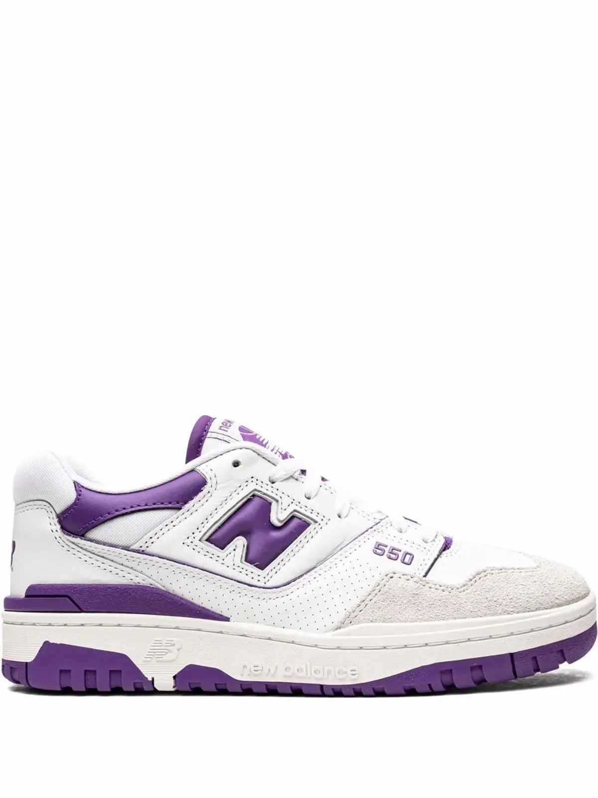 New Balance 550 ホワイト/パープル スニーカー - 画像1