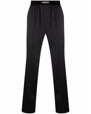 TOM FORD ロゴ入りウエストバンド シルク パジャマパンツ - ブラック - サムネイル1