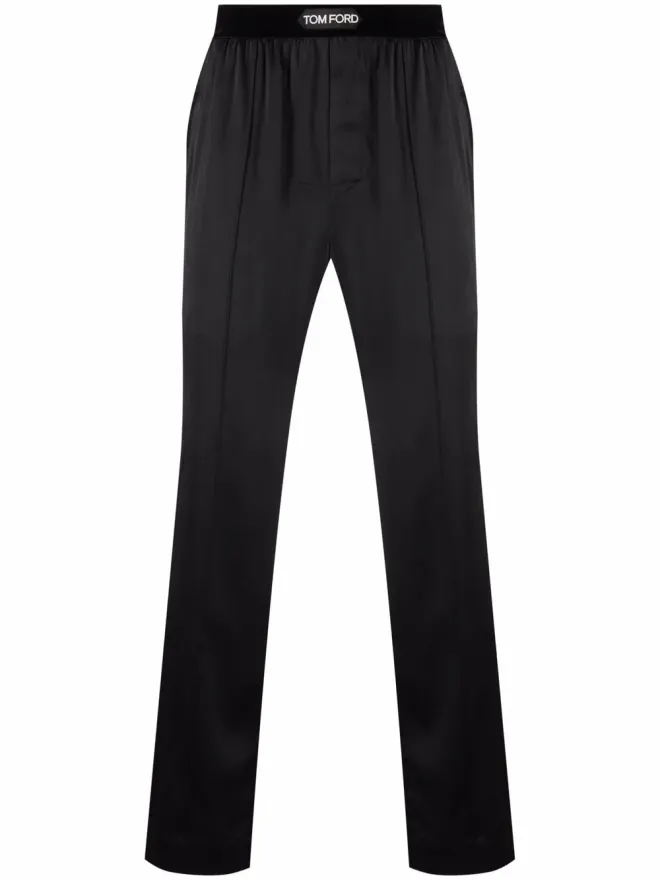 TOM FORD TOM FORD ロゴ入りウエストバンド シルク パジャマパンツ - ブラックの商品画像