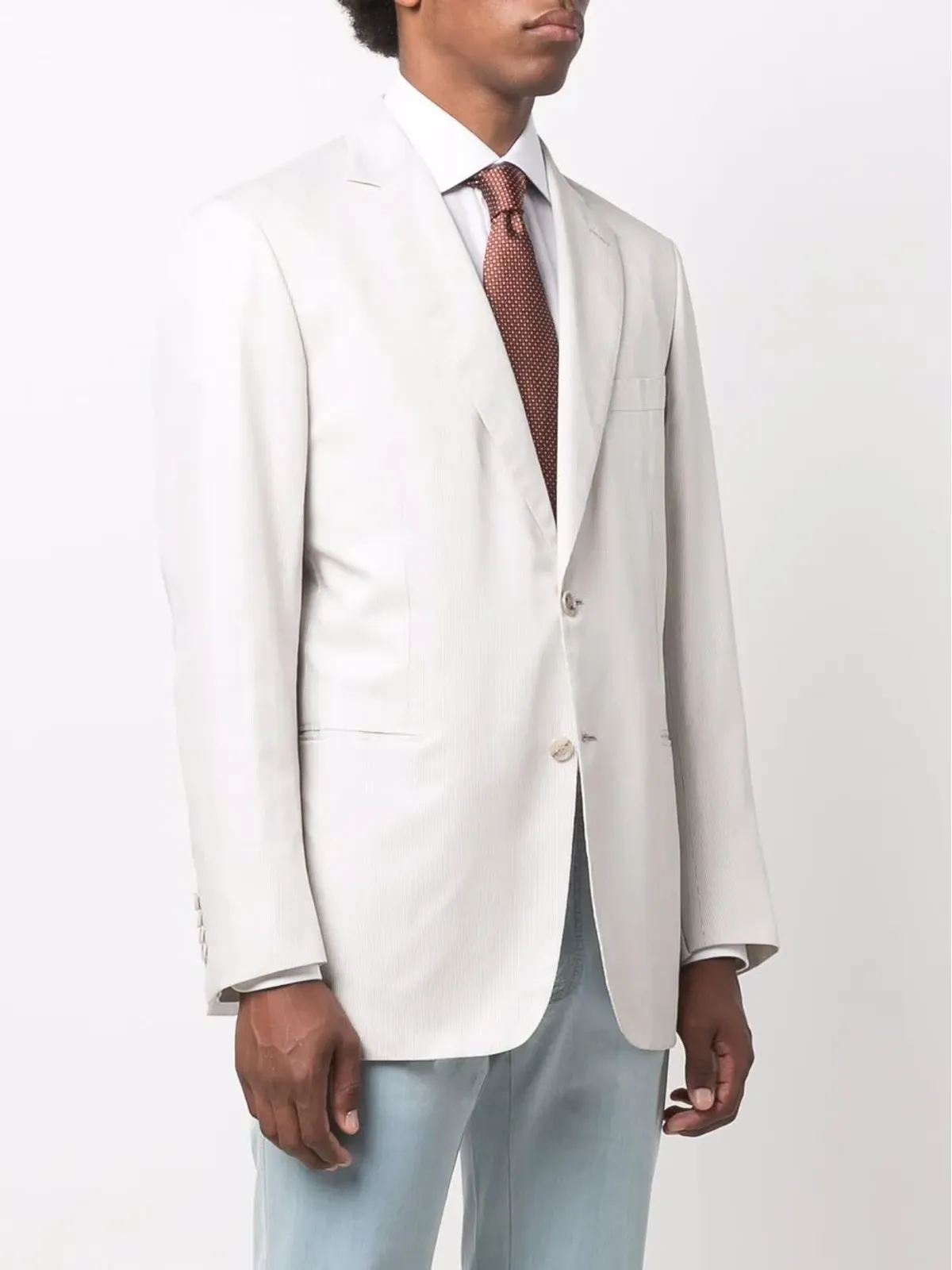 Brioni ストライプ柄 シングルブレスト ブレザー - ホワイト - 画像3