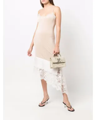 VETEMENTS lace-panelled asymmetric slip dress - Neutrals - サムネイル2
