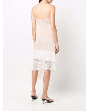 VETEMENTS lace-panelled asymmetric slip dress - Neutrals - サムネイル4