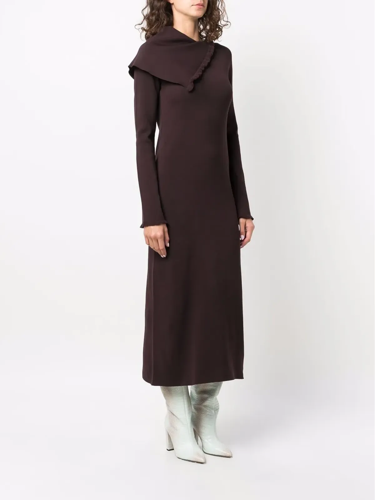 Jil Sander アシンメトリックカラー マキシドレス - 画像3