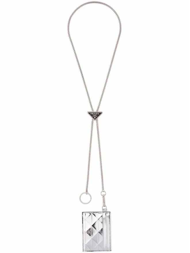 Prada Prada トライアングルパネル ランヤード付きカードホルダー グレーの商品画像