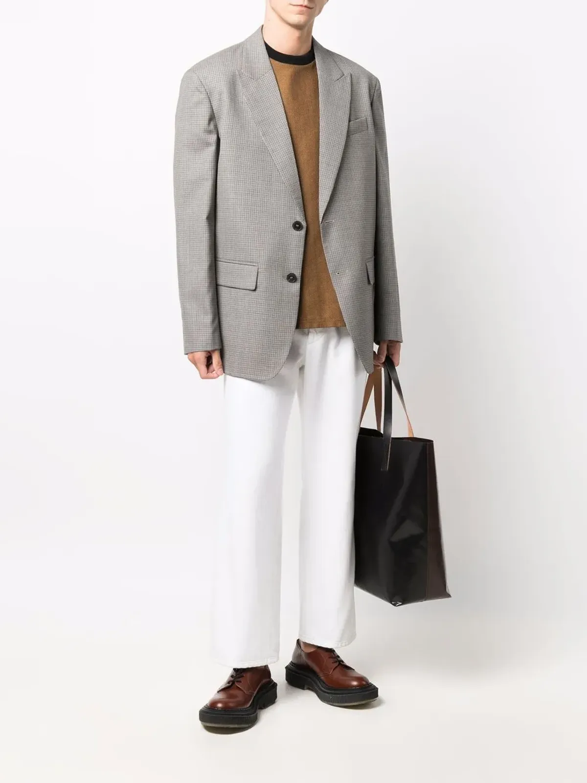 Valentino Garavani ピークドラペル・シングルブレストブレザー グレー - 画像2