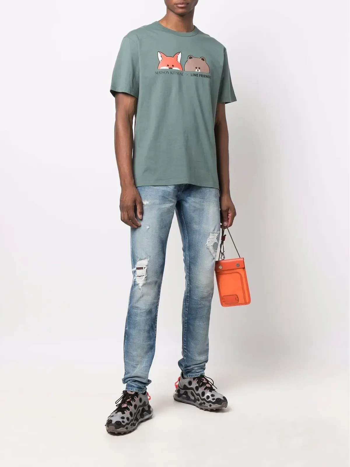 John Elliott ミッドライズ ダメージ加工デニムジーンズ - 画像2