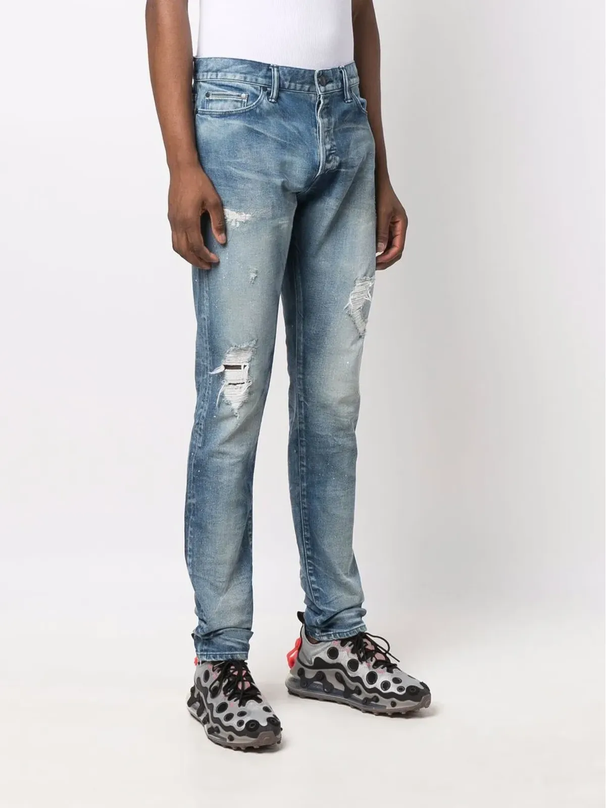 John Elliott ミッドライズ ダメージ加工デニムジーンズ - 画像3