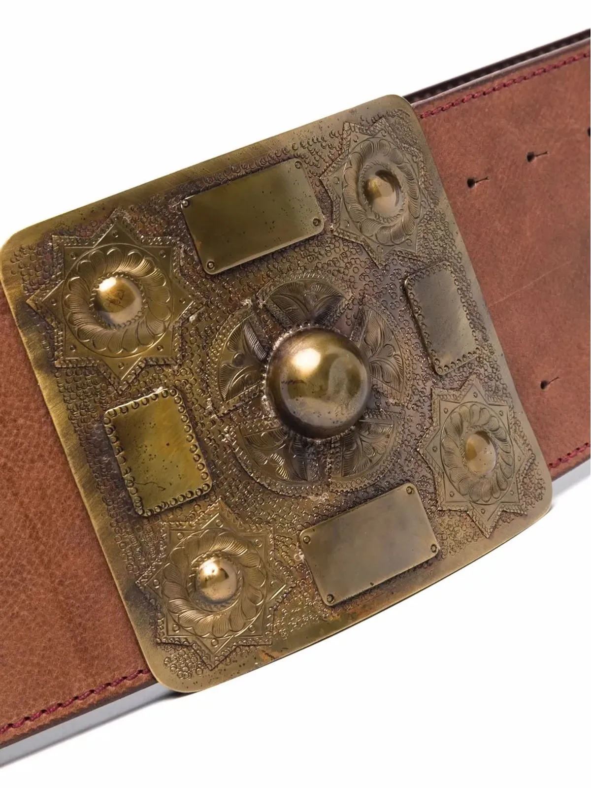 Gianfranco Ferré Pre-Owned スタッズ付きバックル レザーベルト - 画像2