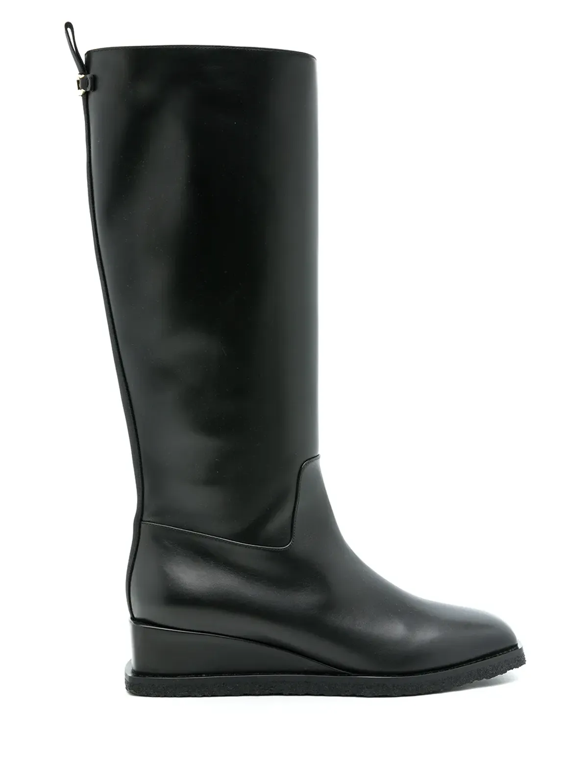 Ferragamo Wayde leather wedge boots - Black - 画像1