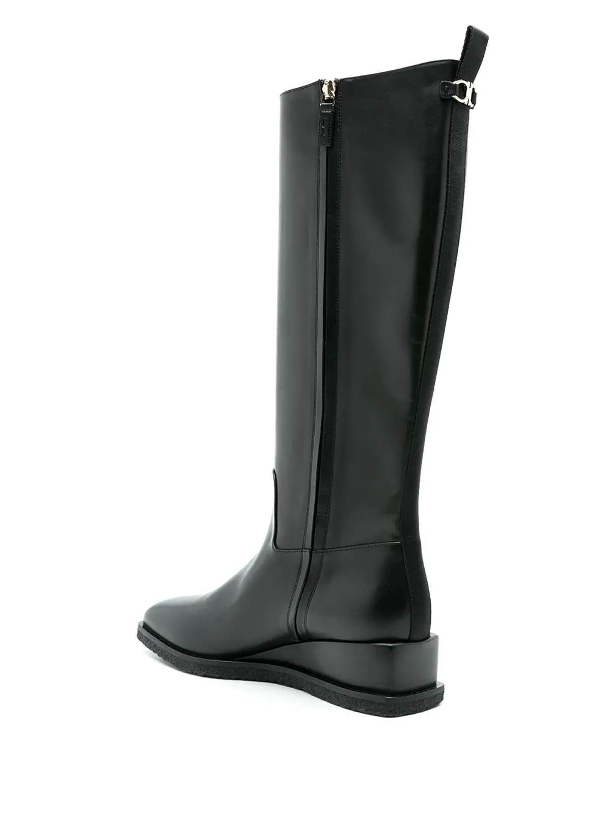 Ferragamo Wayde leather wedge boots - Black - 画像3