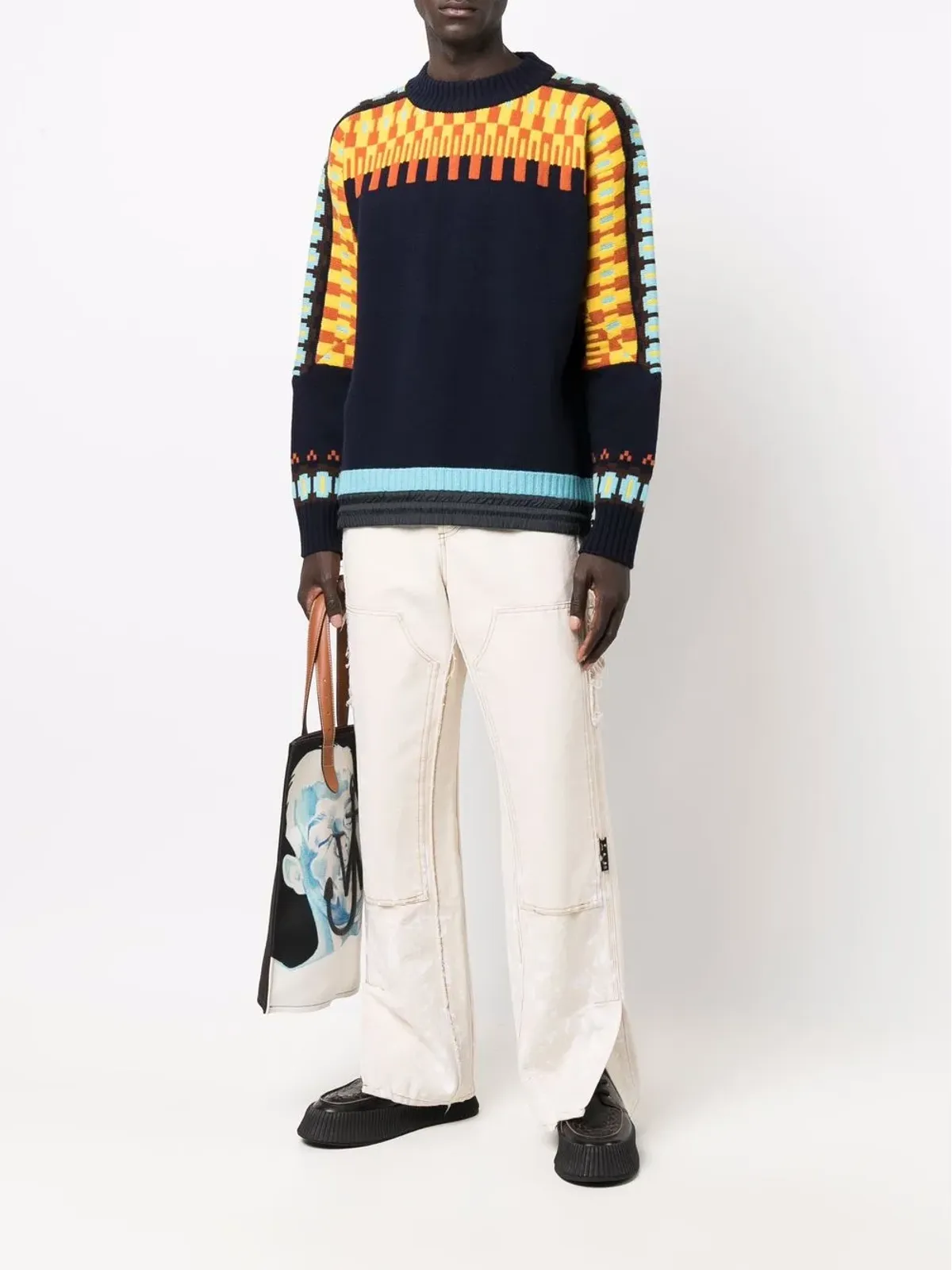 sacai インターシャニット ジャンパー - 画像2