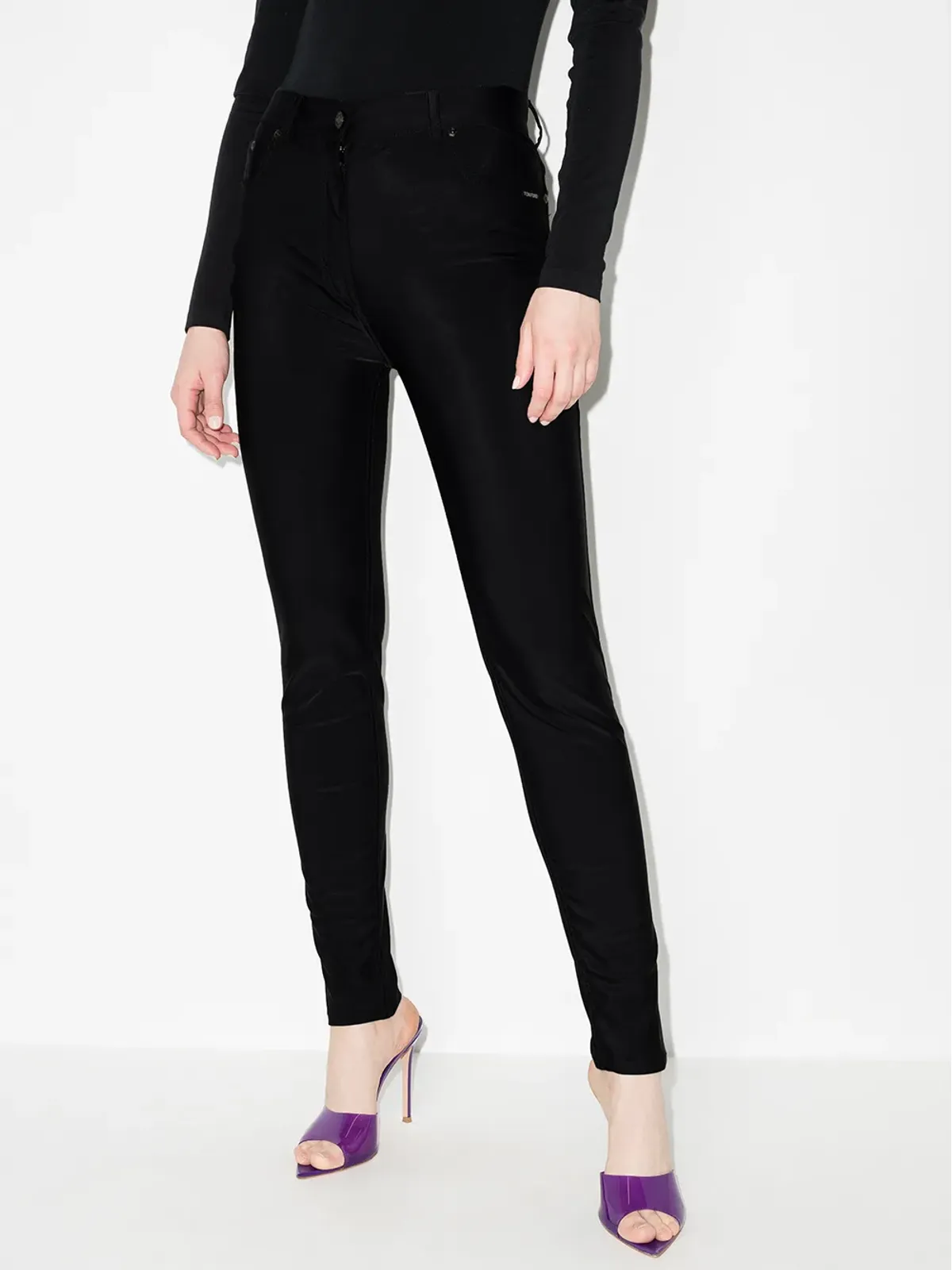 TOM FORD Glossy skinny jeans - Black - 画像2