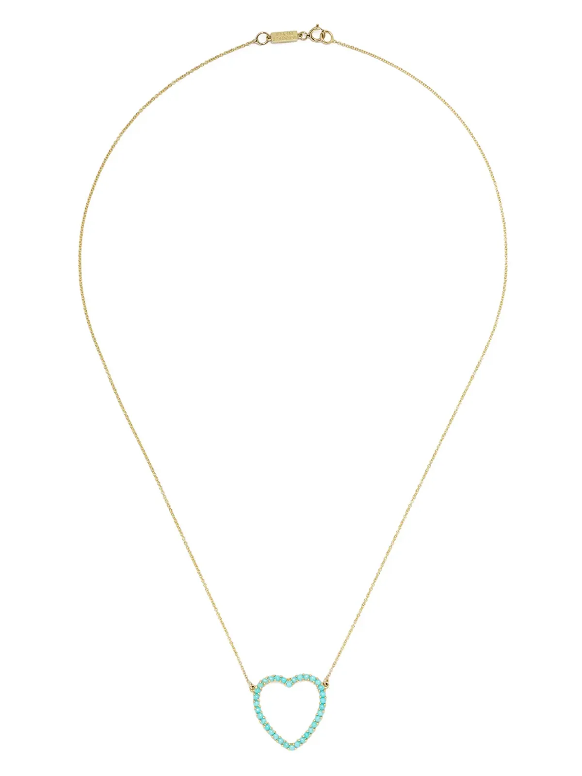 Jennifer Meyer 18kt イエローゴールド ターコイズ 大きなオープンハート ペンダント ネックレス - 画像1