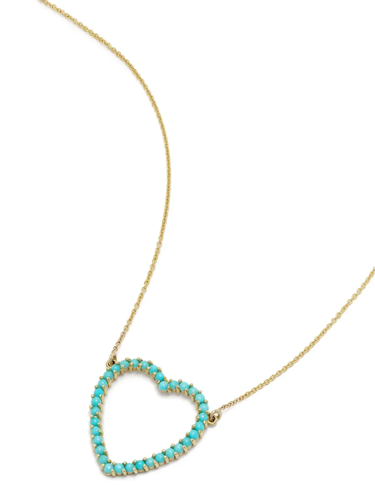 Jennifer Meyer 18kt イエローゴールド ターコイズ 大きなオープンハート ペンダント ネックレス - 画像3
