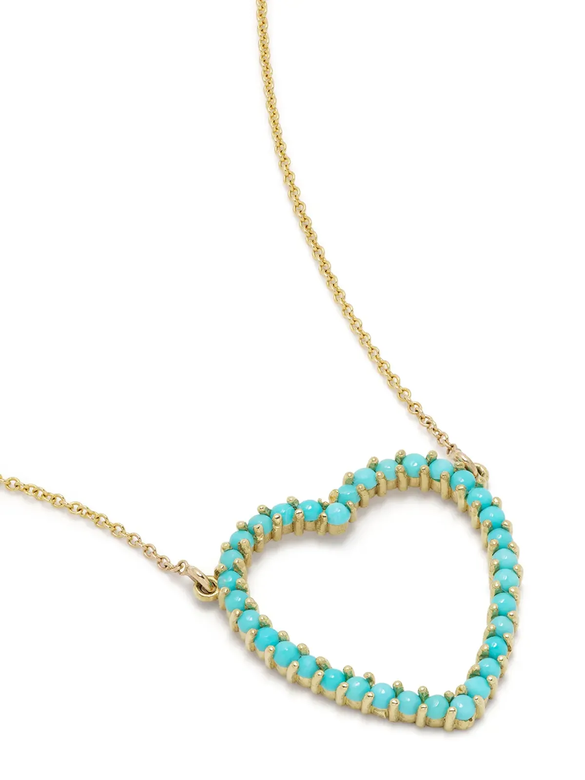 Jennifer Meyer 18kt イエローゴールド ターコイズ 大きなオープンハート ペンダント ネックレス - 画像4