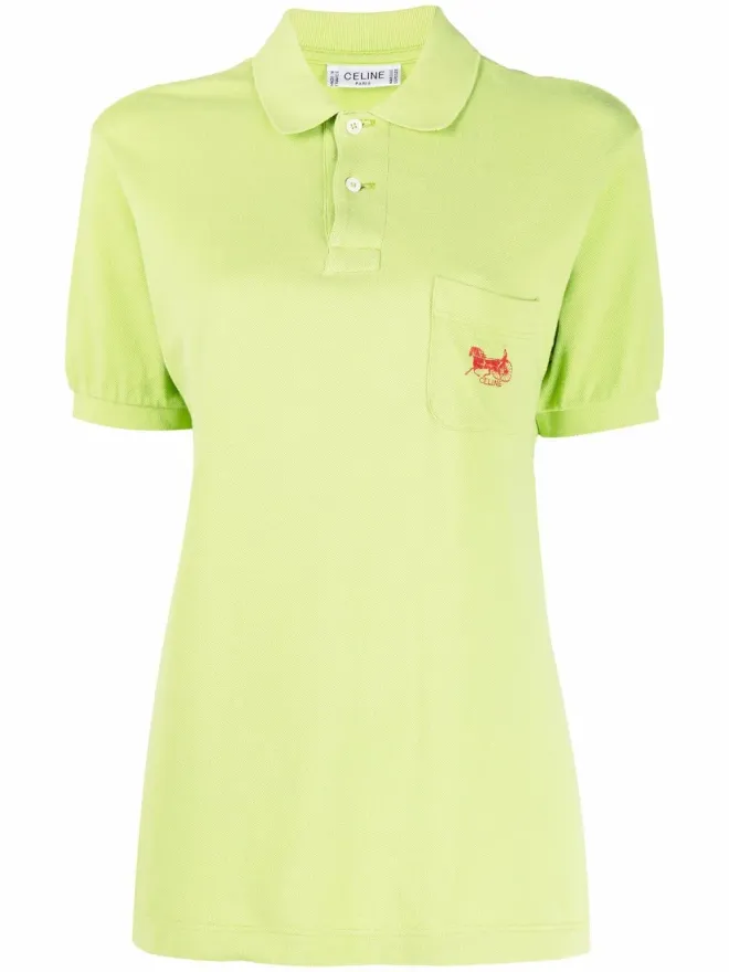 Celine Pre-Owned Celine Pre-Owned 1990s logo-embroidered polo shirt - Greenの商品画像