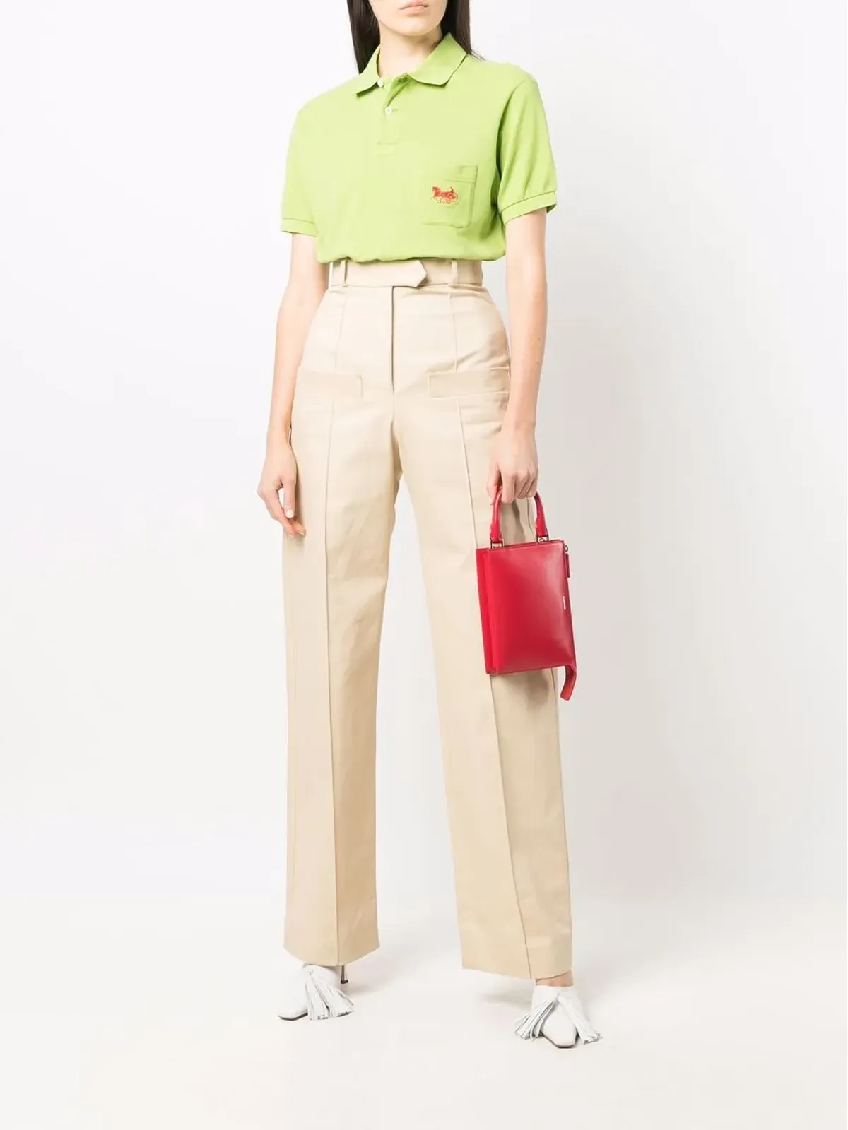Celine Pre-Owned 1990s logo-embroidered polo shirt - Green - 画像2