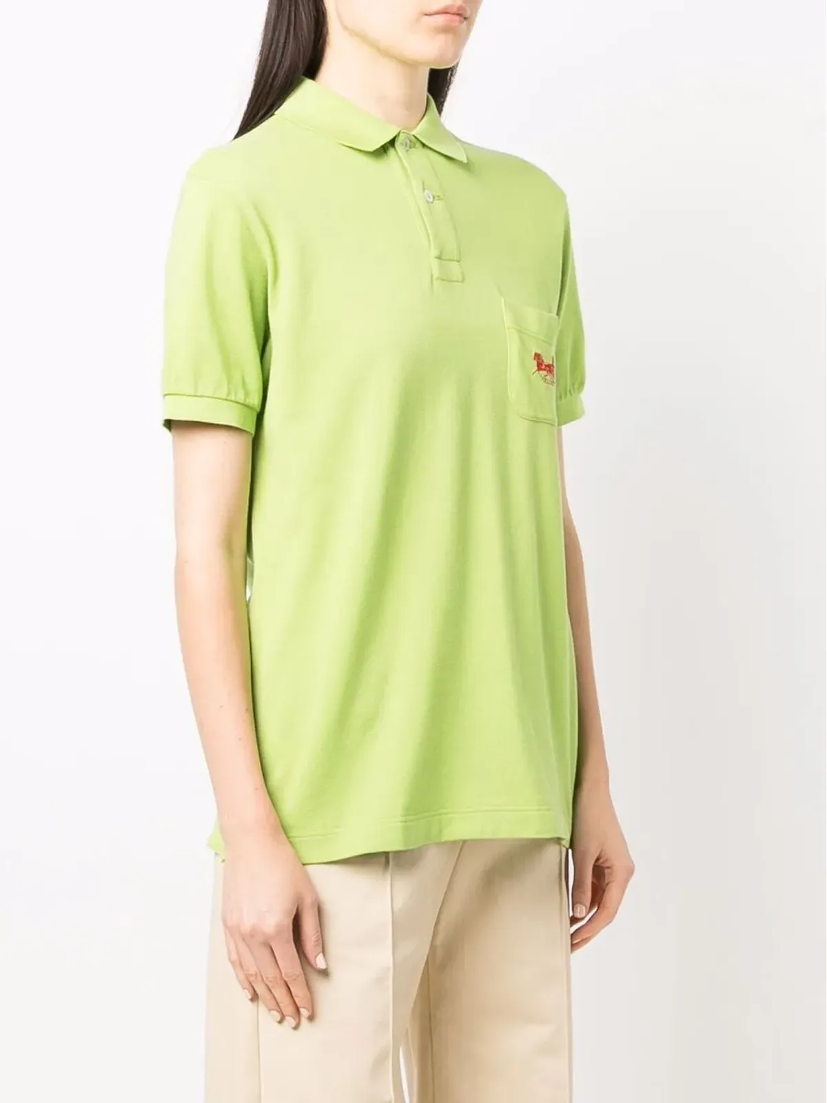 Celine Pre-Owned 1990s logo-embroidered polo shirt - Green - 画像3