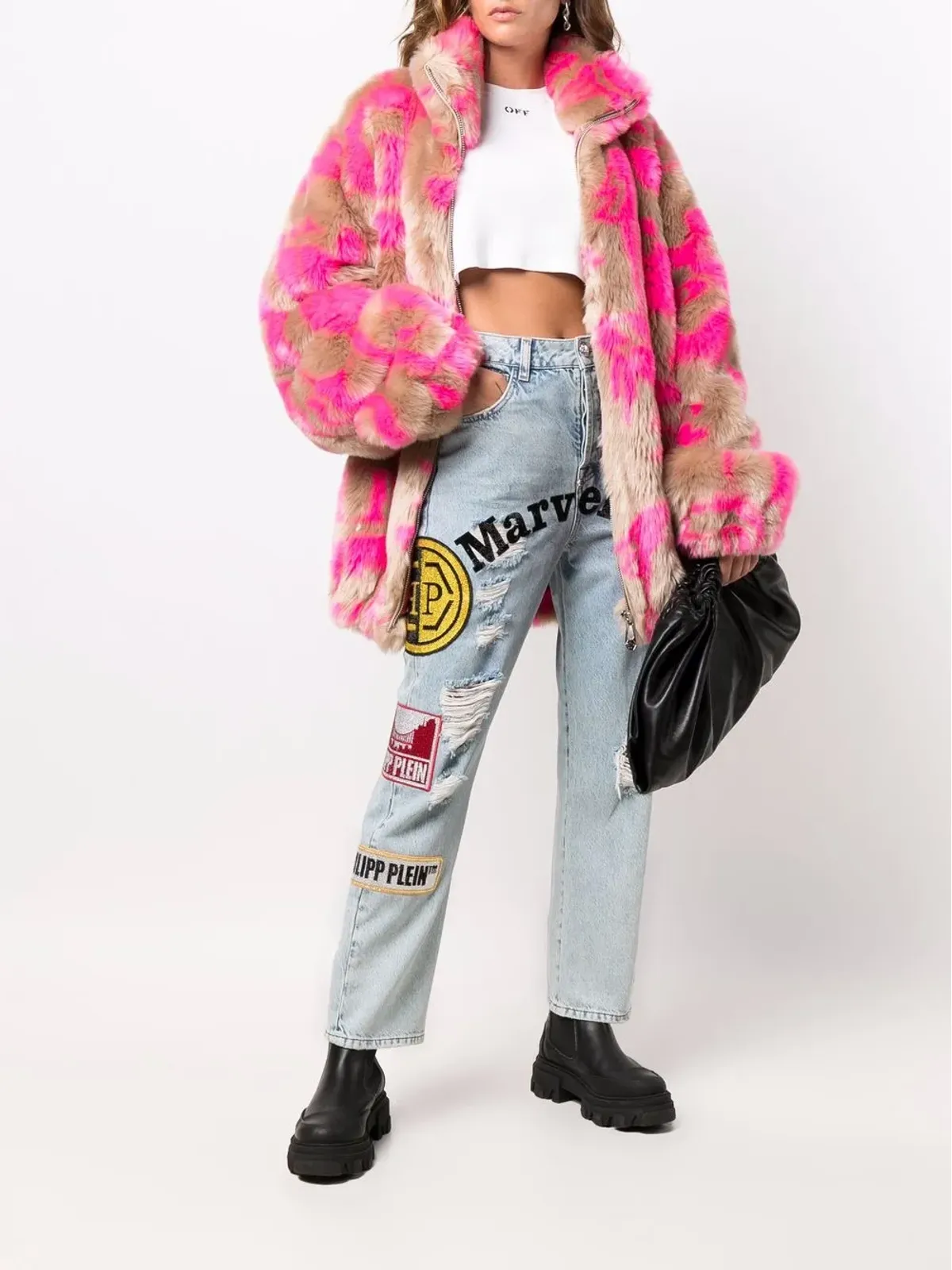 Philipp Plein パッチワーク ボーイフレンドジーンズ ブルー - 画像2