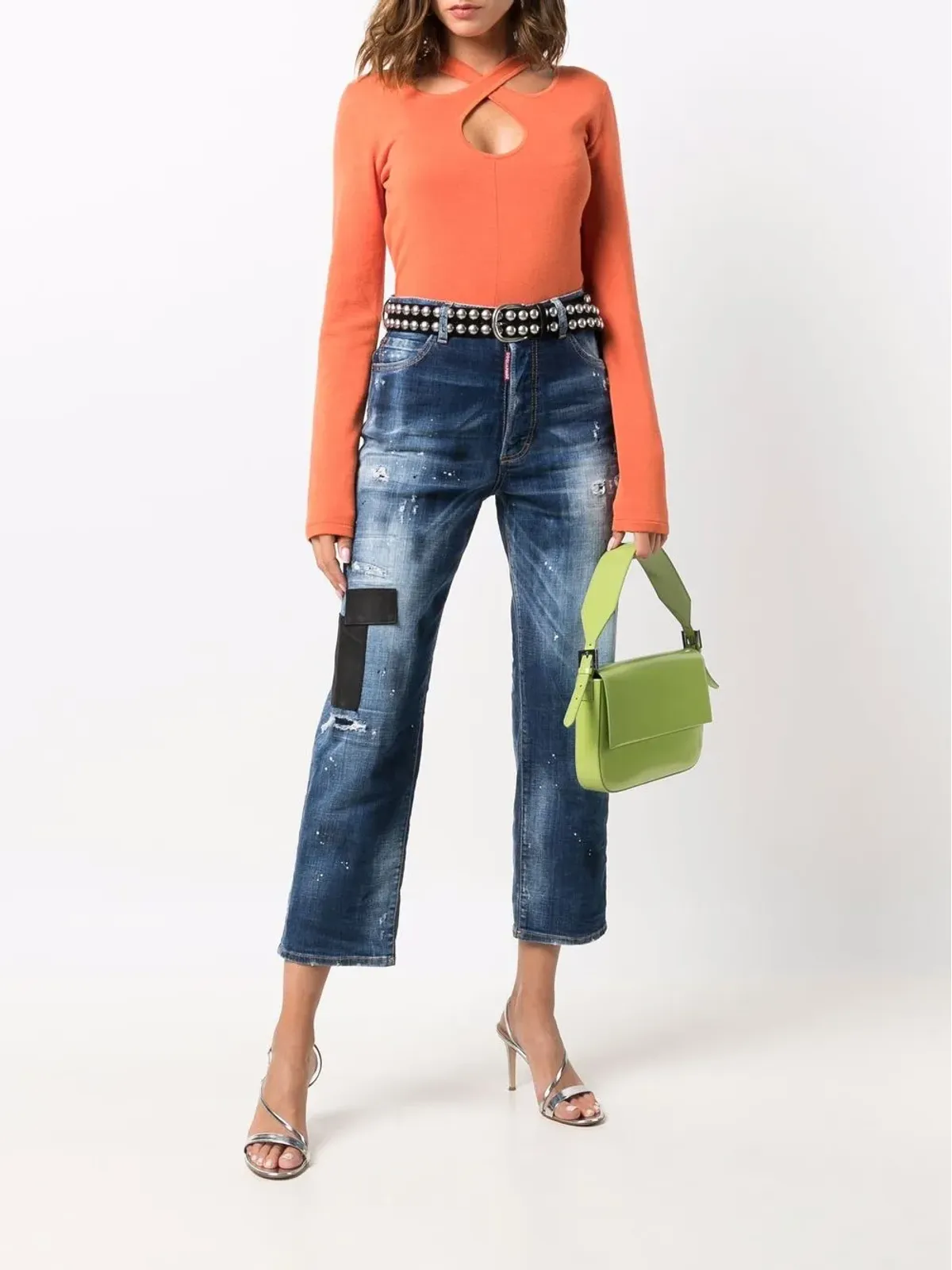 DSQUARED2 ダメージ加工ストレートジーンズ - 画像2