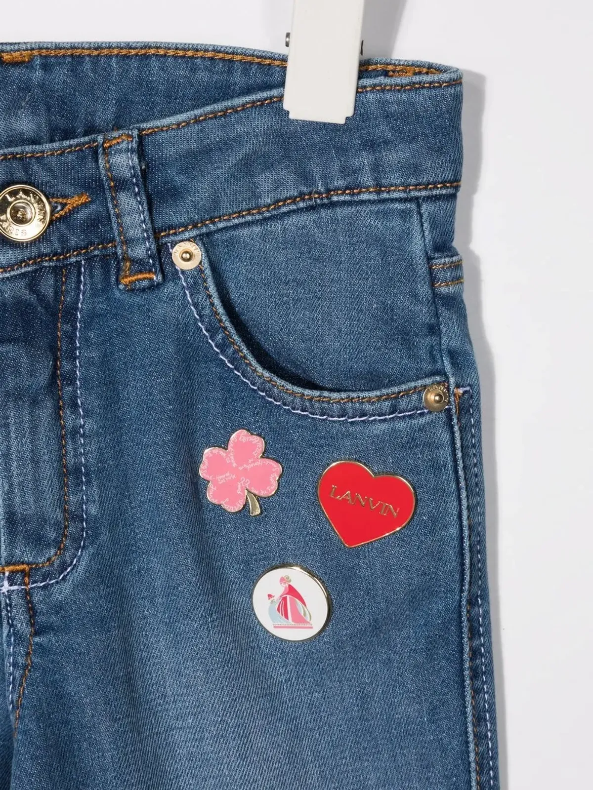 Lanvin Enfant バッジディテールジーンズ - 画像3