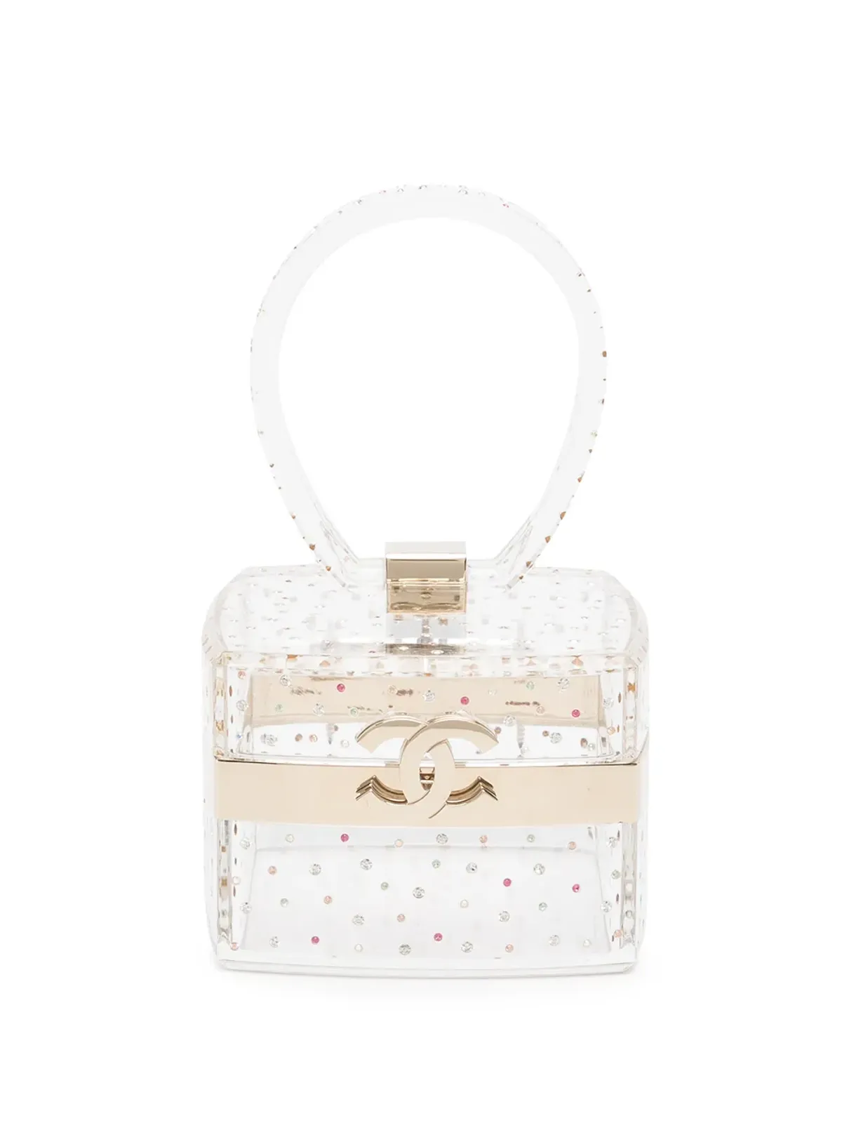 CHANEL ビンテージ 2004 CCラインストーン付き バニティミニバッグ - White - 画像1