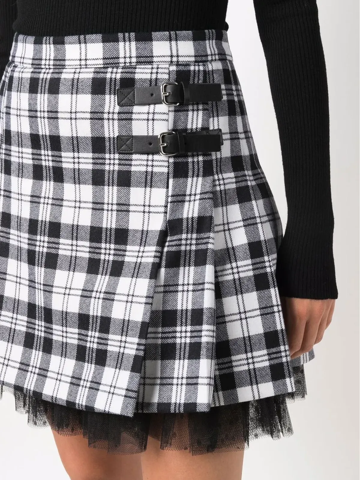 RED Valentino タータンチェック柄プリーツキルトミニスカート - 画像5