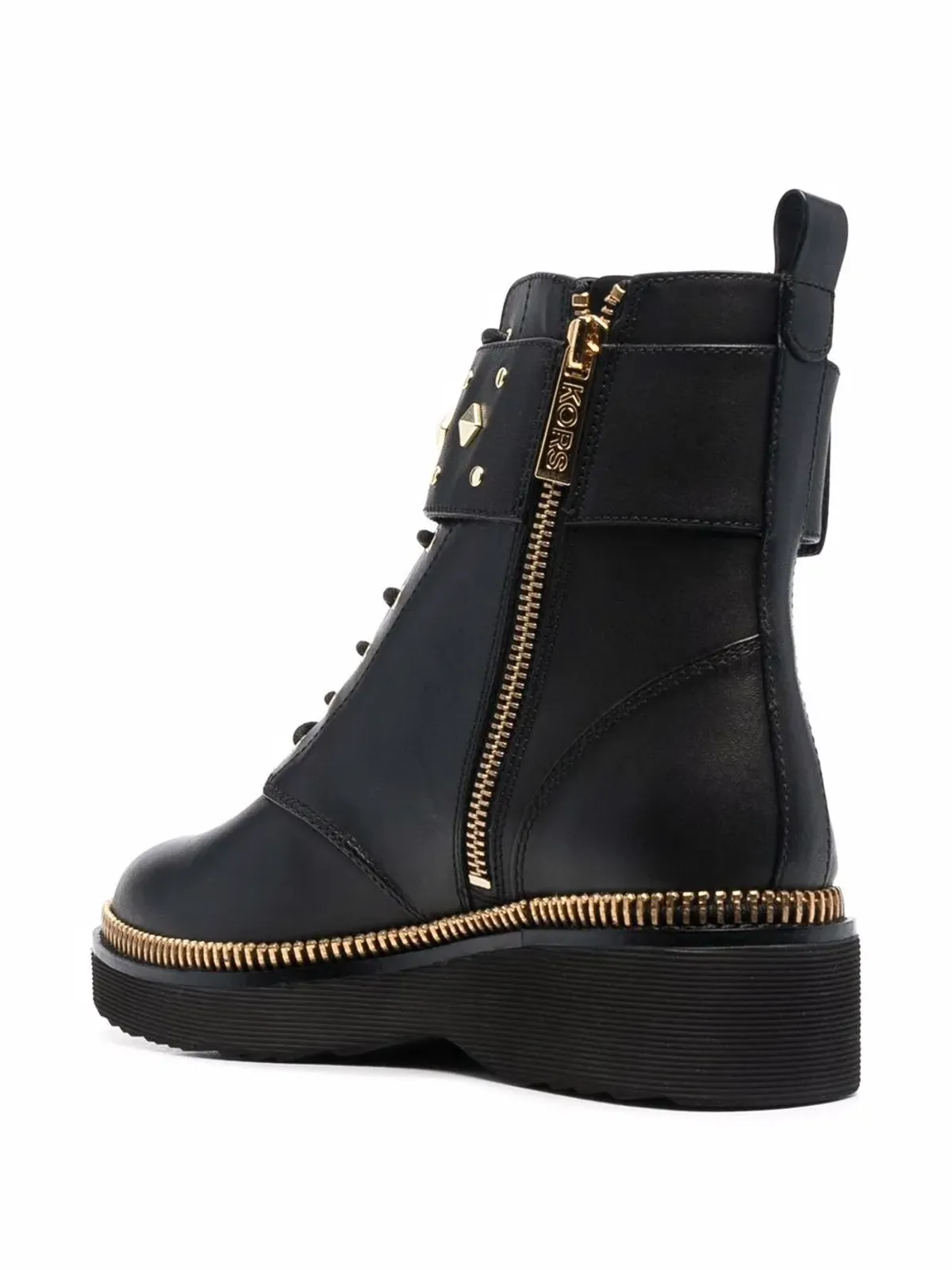 Michael Michael Kors ハスケル スパイクストラップ レザーブーツ ブラック - 画像3