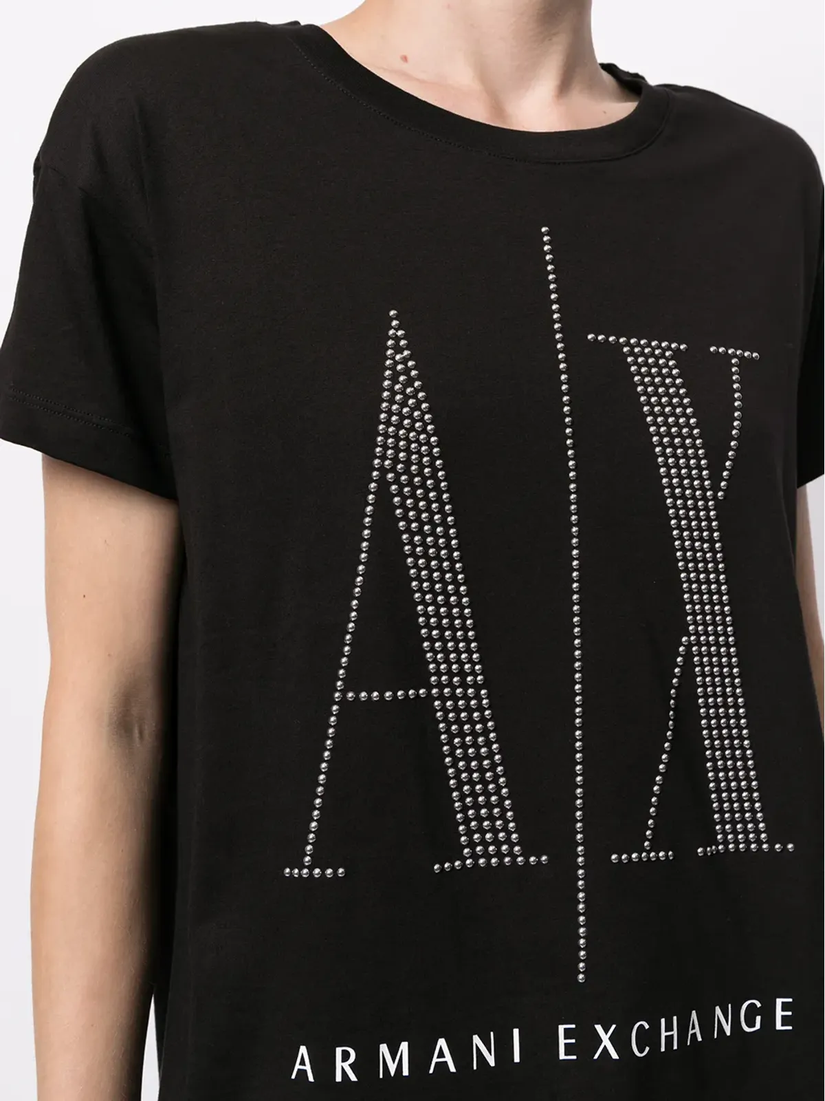 Armani Exchange スパンコールロゴ入りTシャツ - 画像5