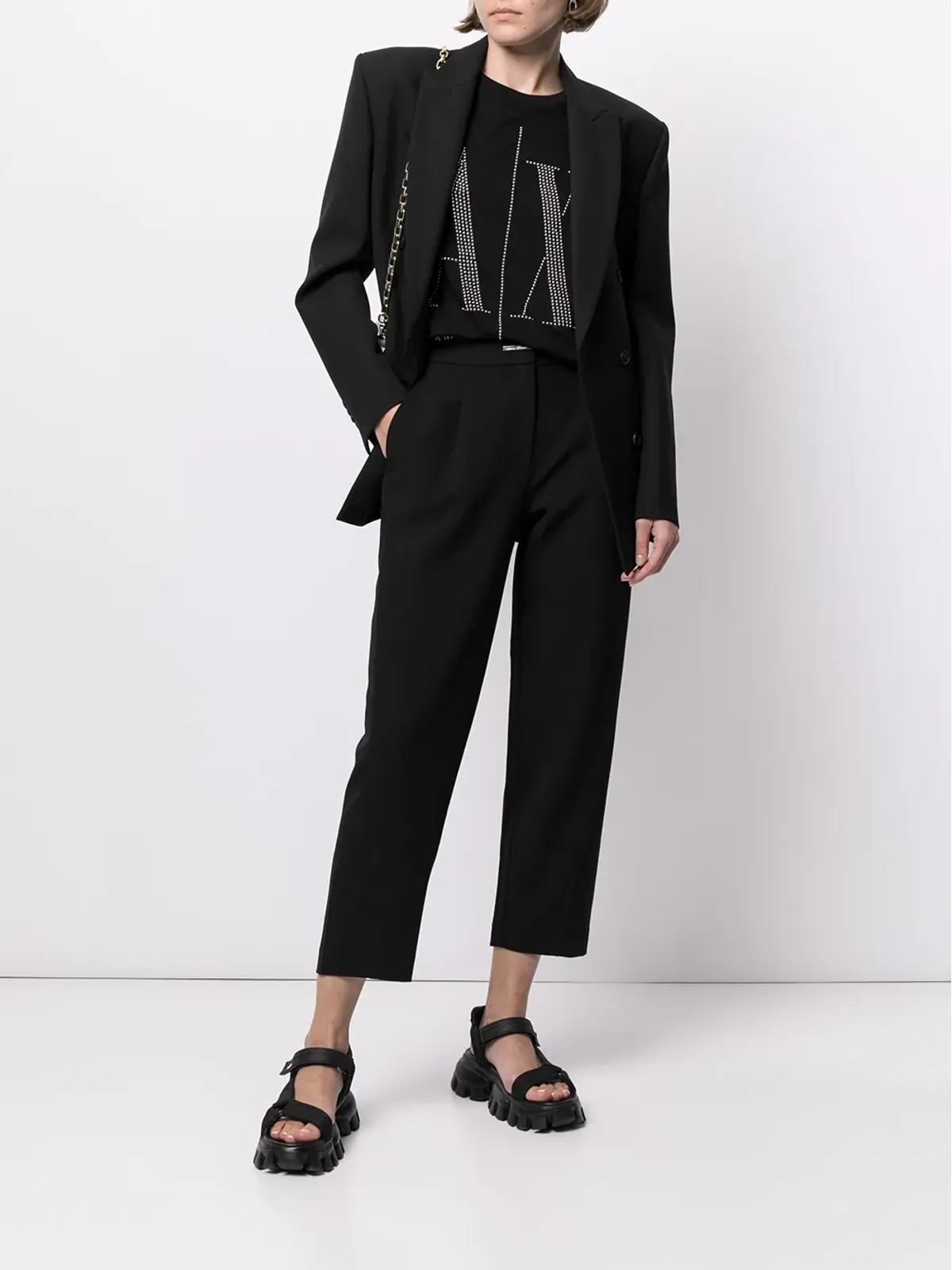 Armani Exchange スパンコールロゴ入りTシャツ - 画像2