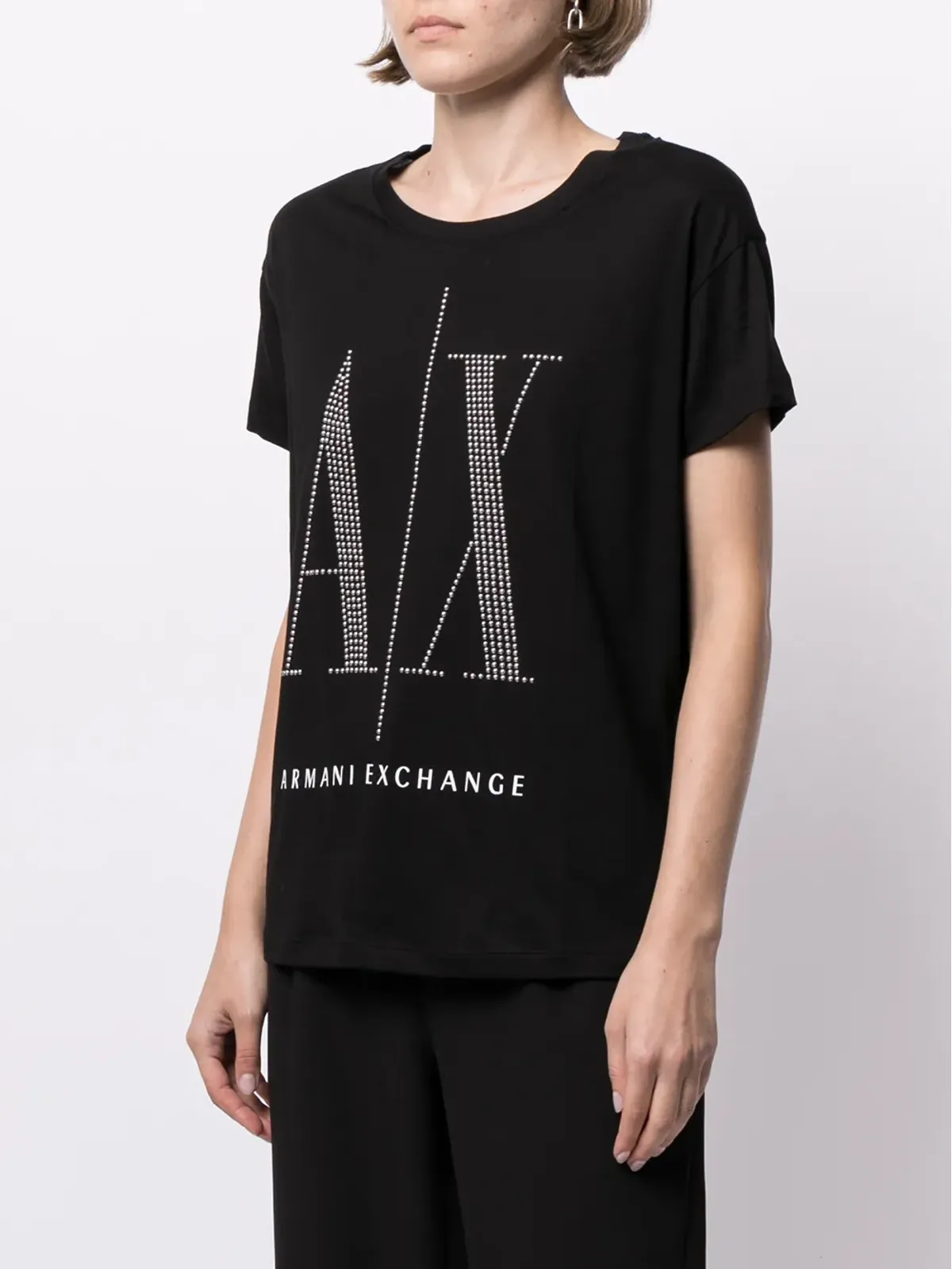 Armani Exchange スパンコールロゴ入りTシャツ - 画像3