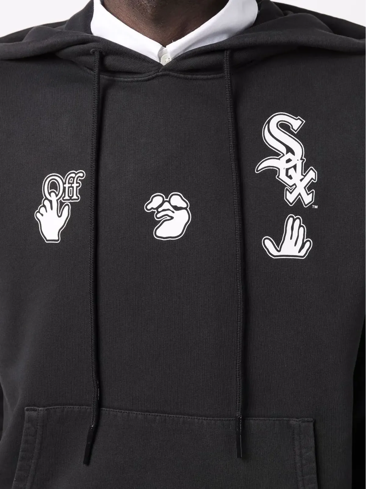 Off-White x MLB Chicago White Sox ロゴプリント フーディー（ブラック） - 画像5