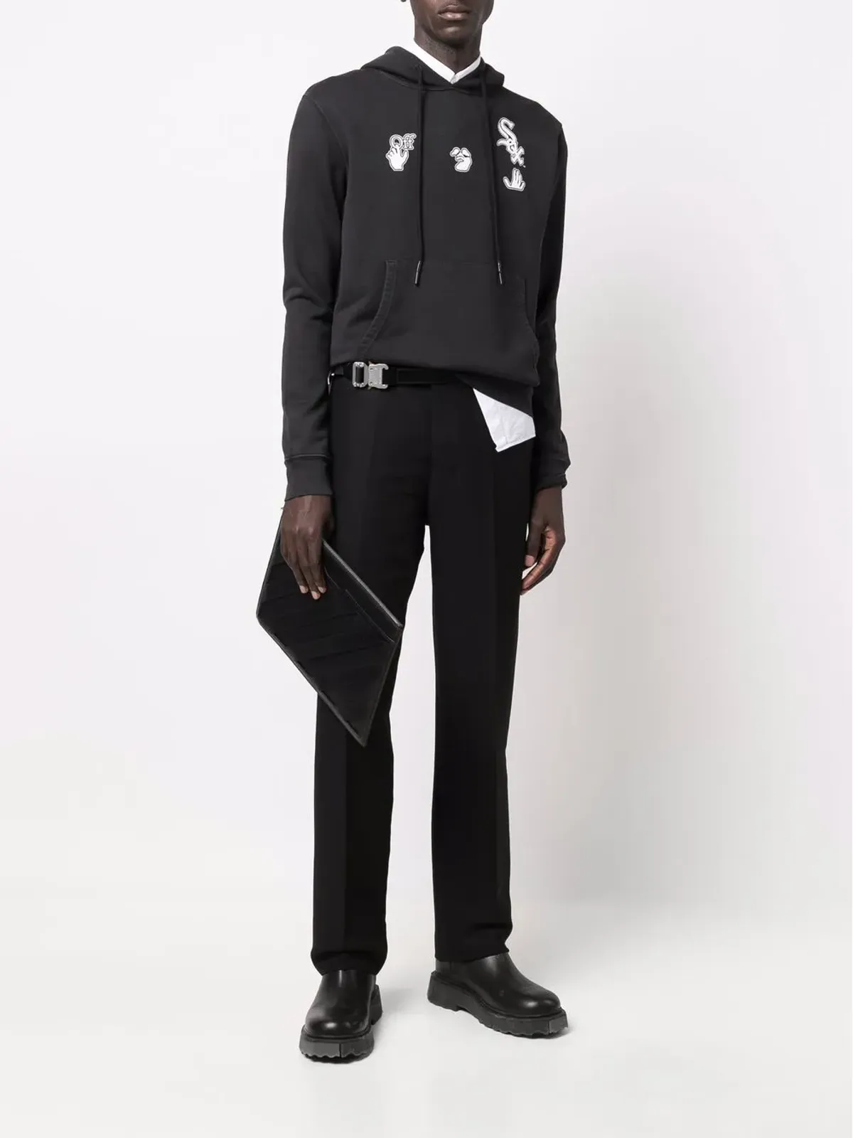 Off-White x MLB Chicago White Sox ロゴプリント フーディー（ブラック） - 画像2
