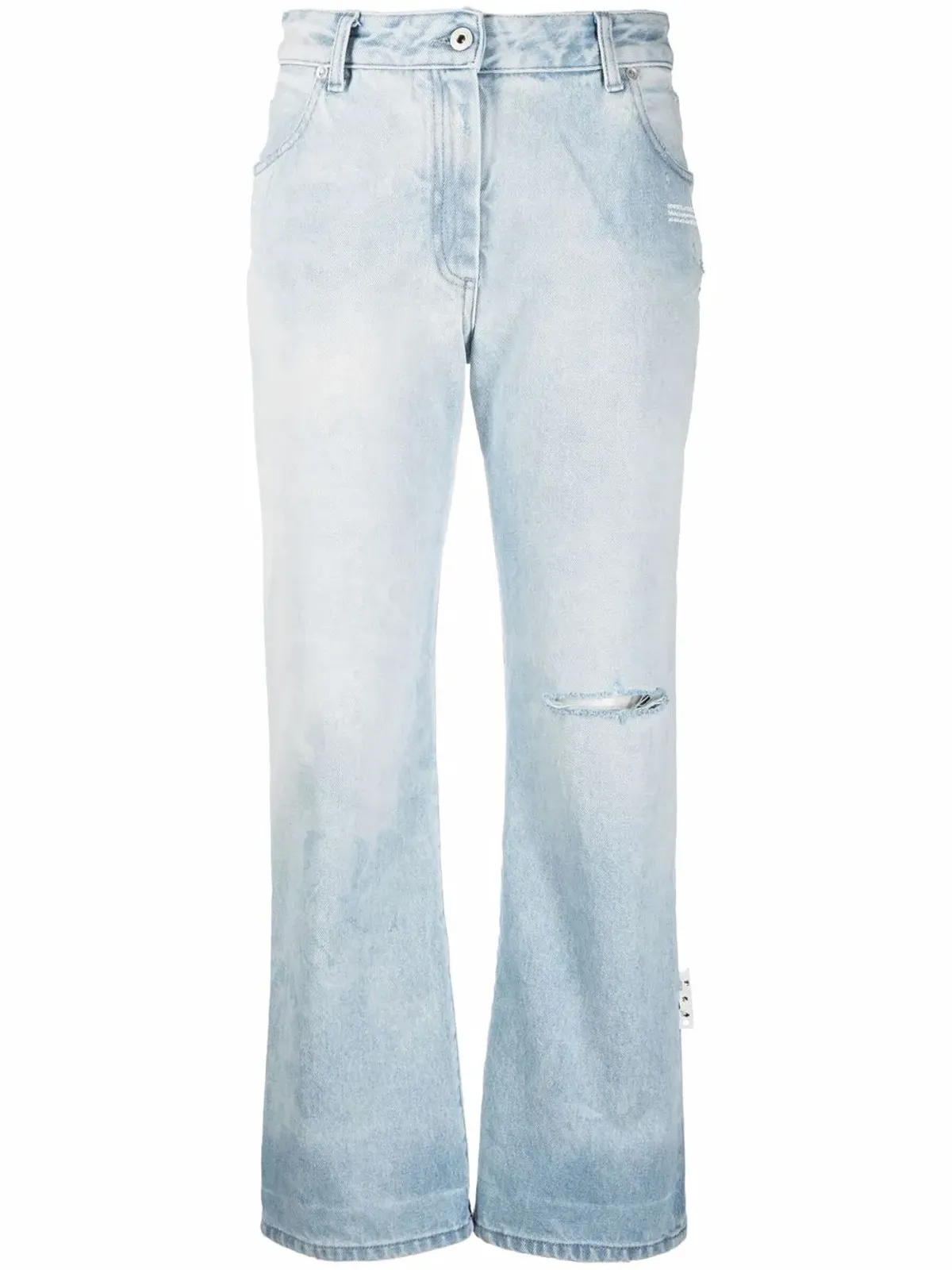 Off-White ハイライズ・ダメージ加工ストレートジーンズ - ブルー - 画像1