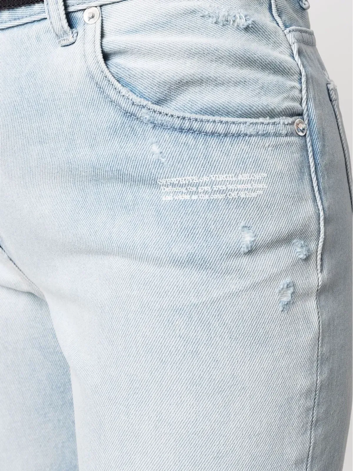 Off-White ハイライズ・ダメージ加工ストレートジーンズ - ブルー - 画像5