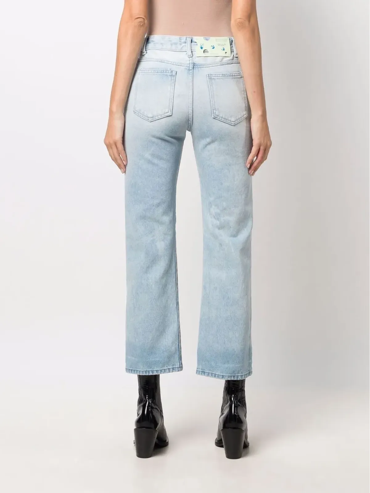 Off-White ハイライズ・ダメージ加工ストレートジーンズ - ブルー - 画像4