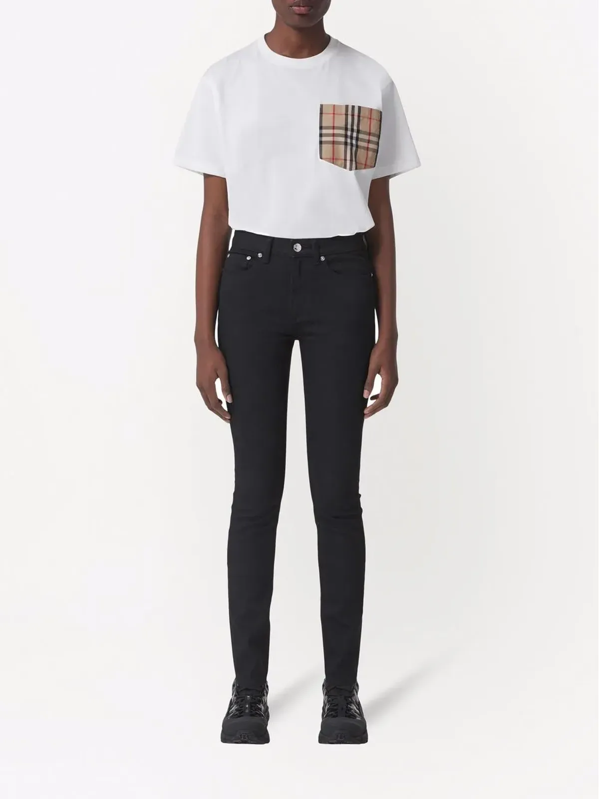 Burberry ヴィンテージチェック柄胸ポケット付きコットンTシャツ - 画像2