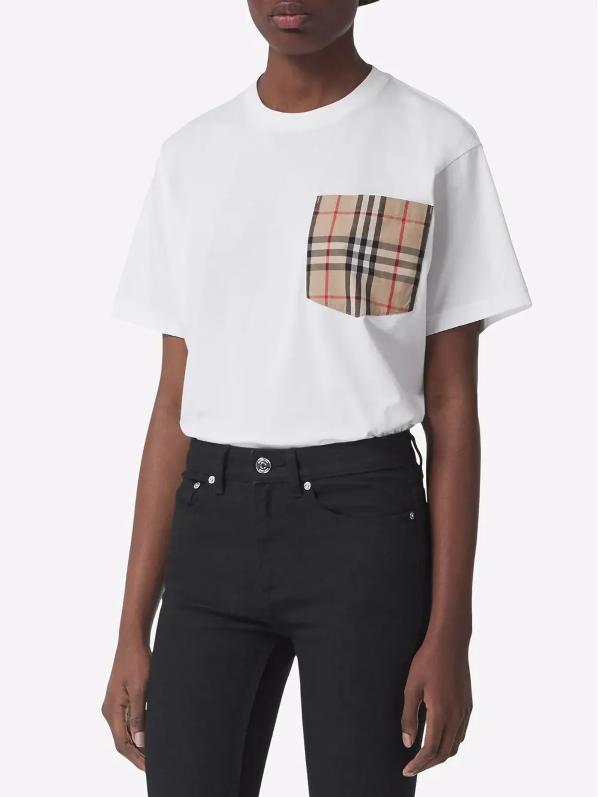 Burberry ヴィンテージチェック柄胸ポケット付きコットンTシャツ - 画像3