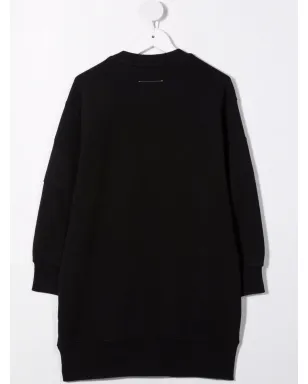 MM6 Maison Margiela Kids ロゴテープ付きミディ丈セータードレス - ブラック - サムネイル2