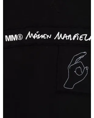 MM6 Maison Margiela Kids ロゴテープ付きミディ丈セータードレス - ブラック - サムネイル3
