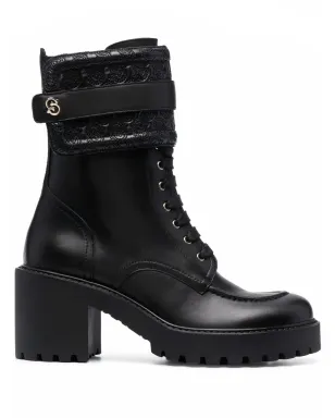 Ferragamo シラーズ レザー コンバットブーツ - サムネイル1