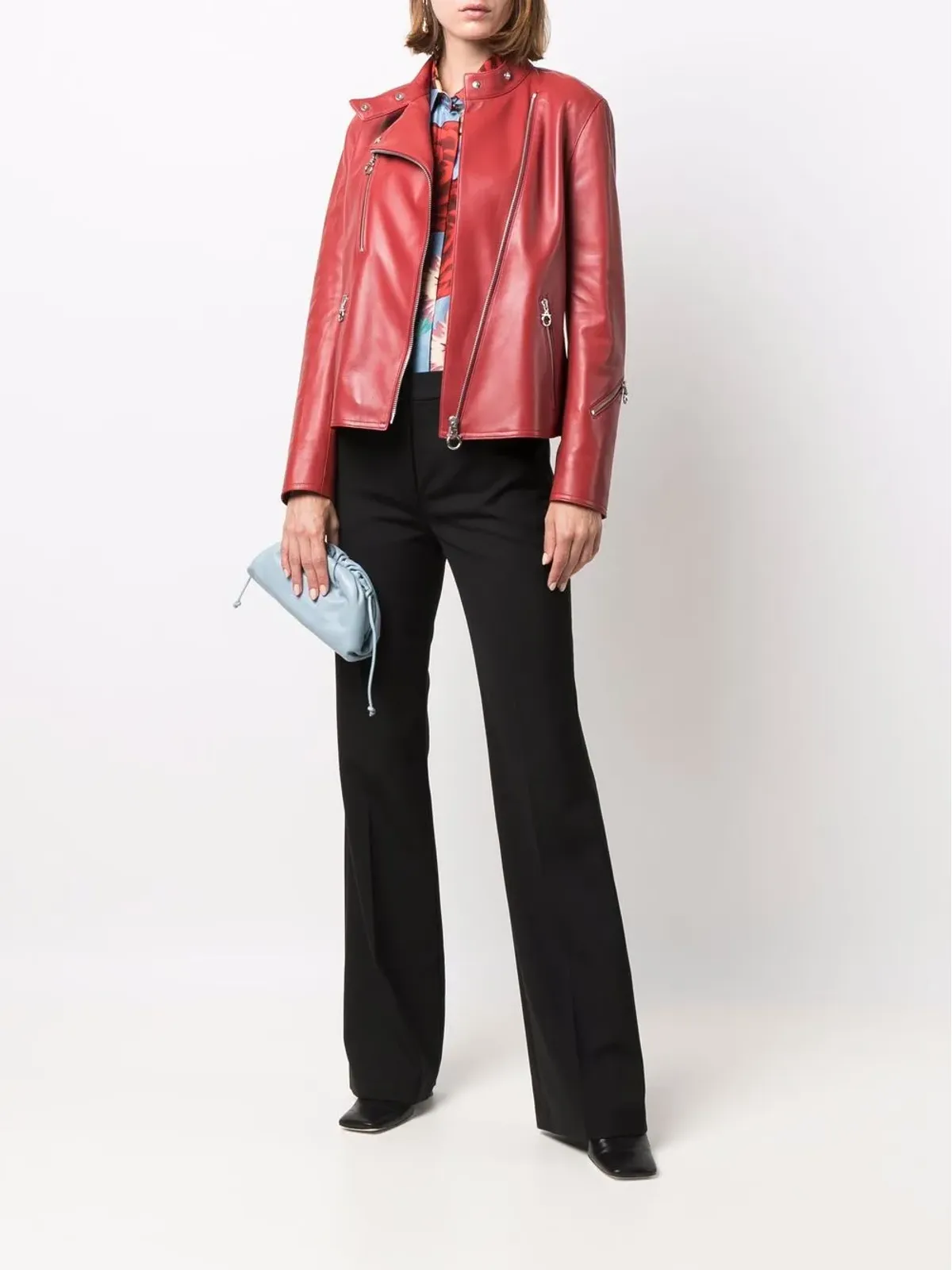 Ferragamo ハイネック レザー ジャケット - レッド - 画像2