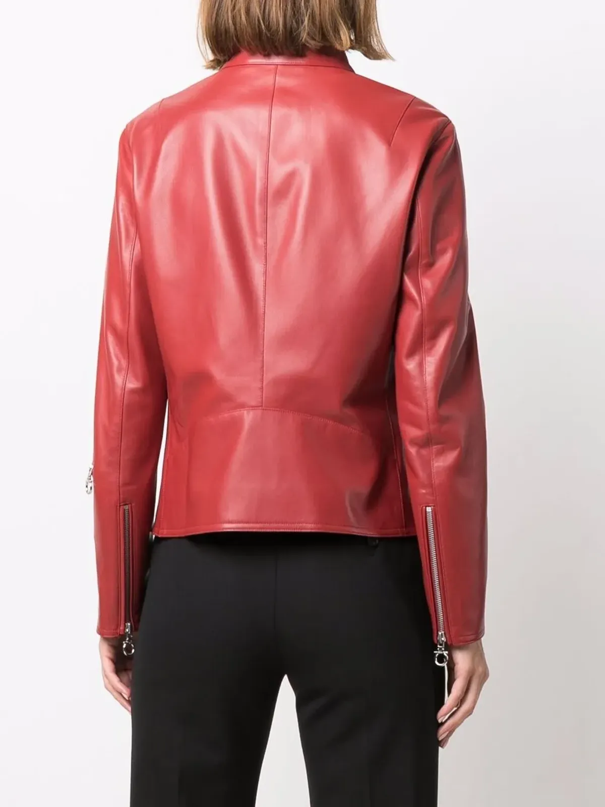 Ferragamo ハイネック レザー ジャケット - レッド - 画像4