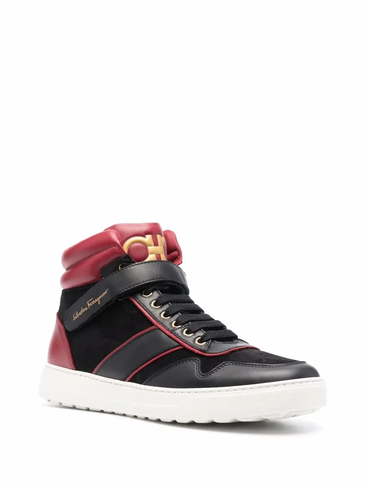 Ferragamo ガンチーニ ハイトップスニーカー レッド - 画像2