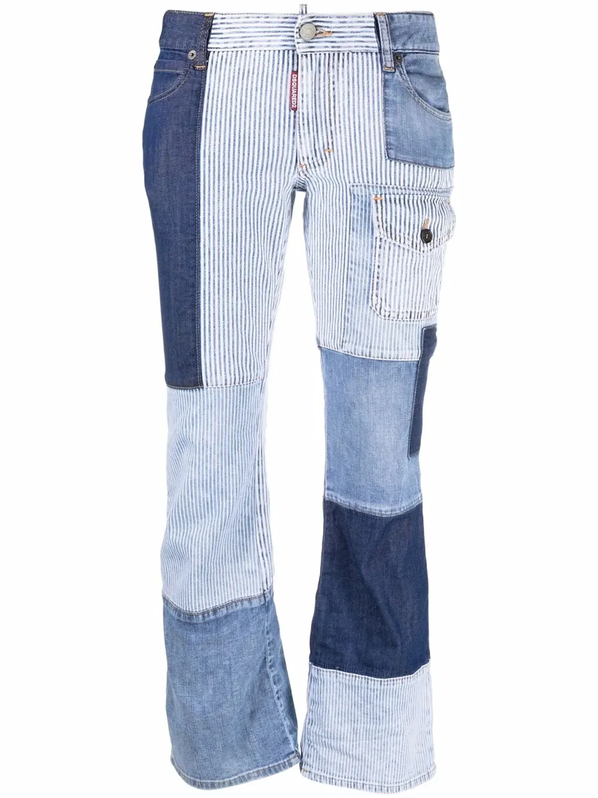 DSQUARED2 クロップド パッチワーク ポケットディテール ジーンズ - 画像1