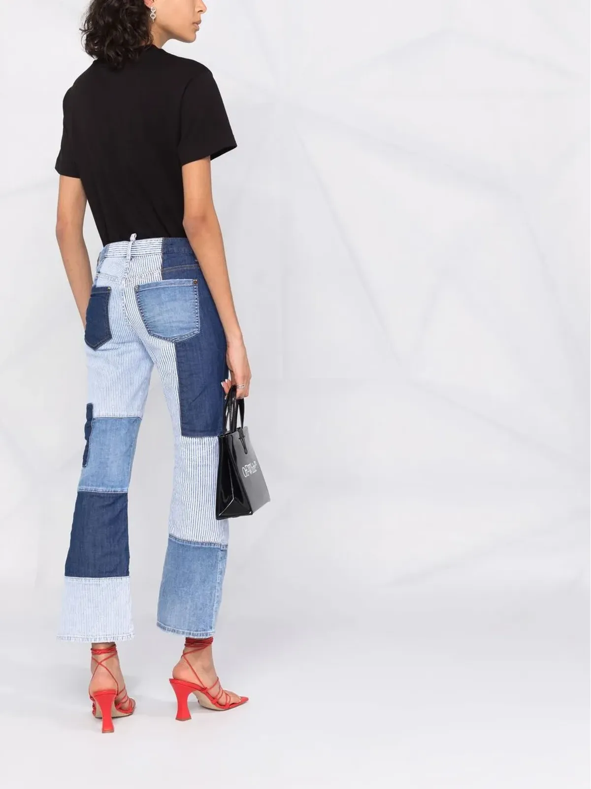 DSQUARED2 クロップド パッチワーク ポケットディテール ジーンズ - 画像4