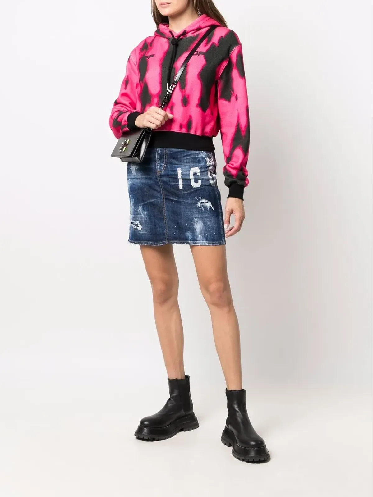 DSQUARED2 ロゴプリントデニムスカート - 画像2