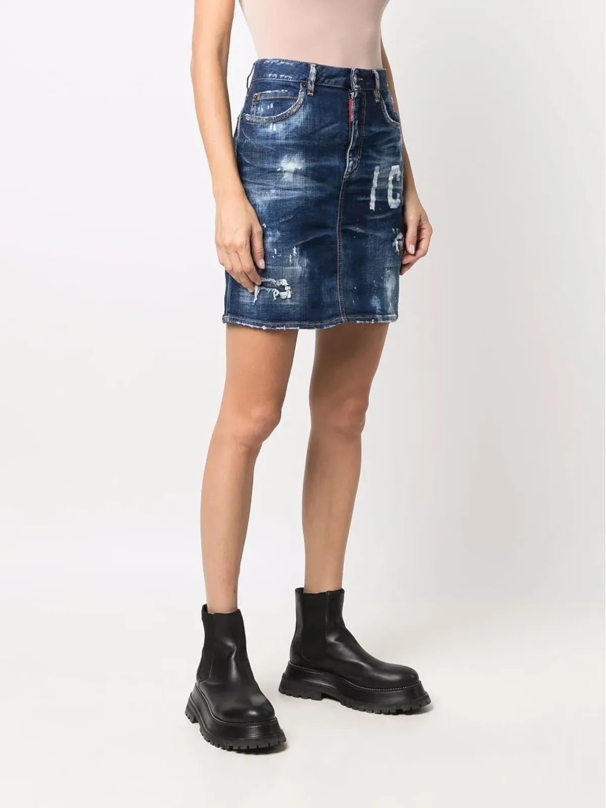DSQUARED2 ロゴプリントデニムスカート - 画像3