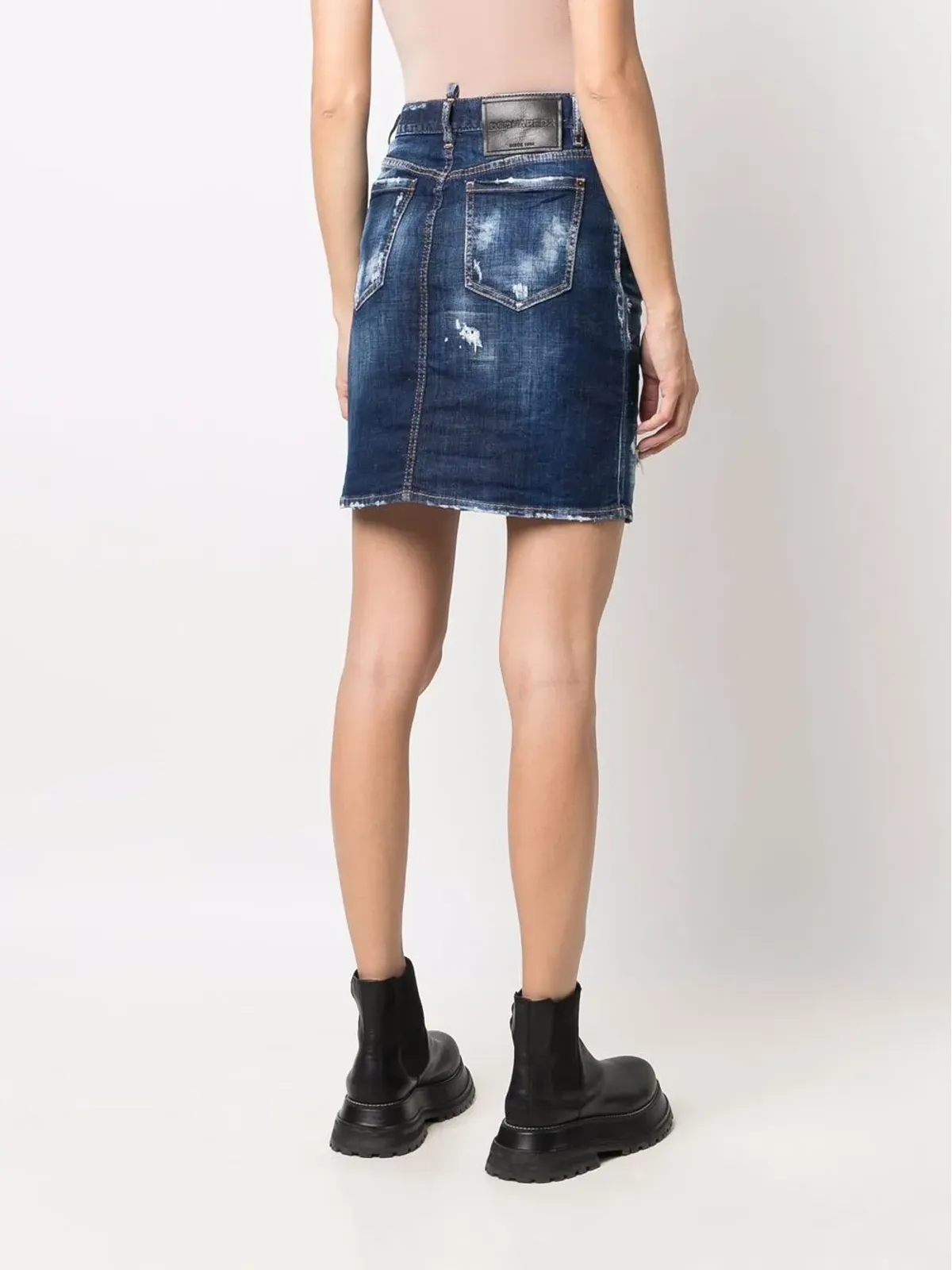 DSQUARED2 ロゴプリントデニムスカート - 画像4